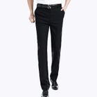 Pantalons de costume pour hommes - FUNMOON - Coupe droite de ville - Sans repasser - Taille haute - Noir