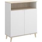 PEGANE Buffet Meuble de cuisine coloris blanc-naturel - Longueur 79 x Profondeur 40 x Hauteur 102 cm