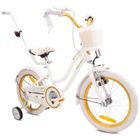 SUN BABY Vélo Enfant - Heart Bike - Roues 16" - 4 à 6 ans - panier - cloche - garde-boue - Blanc et Jaune
