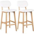 WOLTU Lot de 2 Tabourets de bar en similicuir et bois avec dossier 43x37.5x91.5cm Blanc