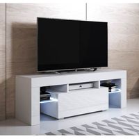 Meuble TV - Elio - Blanc - LED RGB - Moderne - 130x45cm