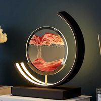 Image d'art de Sable Mobile en Verre Rond 3D sablier Paysage de mer Profonde en Mouvement Affichage Cadre de Sable coulant avec