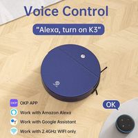 Aspirateur Robot OKP K3 Ultra-Mince Silencieux Auto-Recharge Laveur Connecté Alexa/WiFi/APP,Poils d'animaux,2200Pa,pour Les Sols 