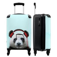 NoBoringSuitcases.com® - Valise - Chariot à Bagages à Main Trolley Bagage Cabine imprimé 55x35x25 cm - Panda Casque d'écoute Animal