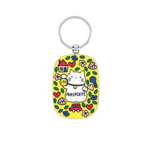 Porte-clés Rond Double Face - Chat Roux - Fabriqué En France