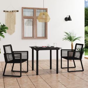 Ensemble table et chaise de jardin Lavienrose Salon de jardin 3 pcs Rotin PVC Noir AB3058283 116095