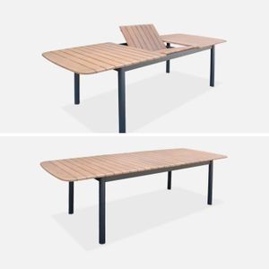 Ensemble table et chaise de jardin Table de jardin extensible en bois et aluminium 190/250cm 8 places