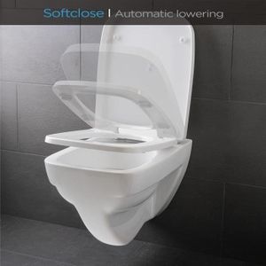 Abattant WC Siège de Toilette avec Blocage Rapide et Pare-chocs Antidérapants Avant rond et Silencieux Siège de Toilette pour une Installation et un Nettoyage Faciles