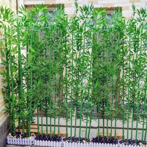 FLEUR ARTIFICIELLE 10 pièces - Feuilles de bambou artificielles, Fausses plantes en plastique, Branche de bambou verte pour mari