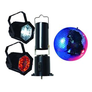 Moteur de boule à facettes LED alimenté par batterie FXLAB - 18 LED  lumineuses - Léger et résistant