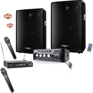 Pack Enceinte Karaoke sans fil sur batterie BOOSTKUBE Bluetooth / USB Effet  Astro - 2 Micros sans fil - Télécommande - Cadeau - Cdiscount TV Son Photo