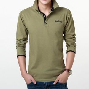 POLO Polo Homme,Hommes manches longues Polo Turn-Down Collar -Vert foncé