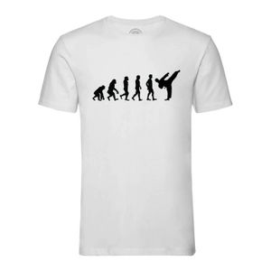 T-SHIRT T-shirt Homme Col Rond Blanc Evolution Karate Combat Art Martiaux Sport Athlète