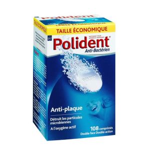 BAIN DE BOUCHE POLIDENT Boîte de 108 Comprimés anti-plaque dentaires et anti-bactériens