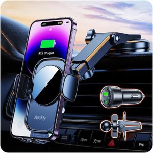 FIXATION - SUPPORT 60W Pd+Qc+Ventouse+Agrafe 15W Support Telephone Voiture Induction,Qi Chargeur Iphone Voiture Accesoire Sans Fil Rapide Automa[J59]
