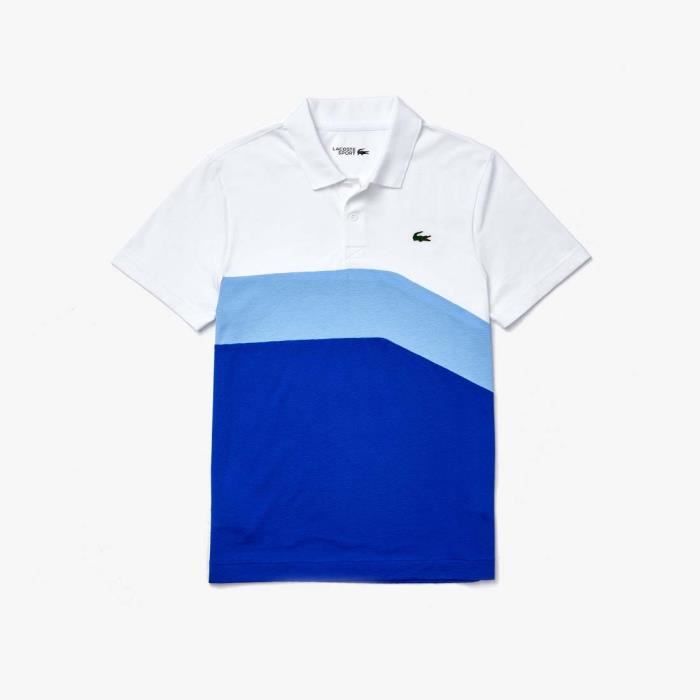 Polo lacoste blanc et bleu shop