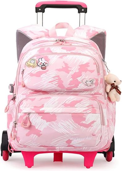 Cartable à Roulettes Pour Fille - 30L, Sac École Primaire/Collège Avec Chariot Amovible | Design Adorable
