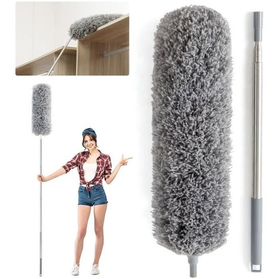 Plumeau Télescopique Microfibre - Extensible Jusqu'à 228cm - Pour Plafonds, Angles Et Toiles D'Araignée