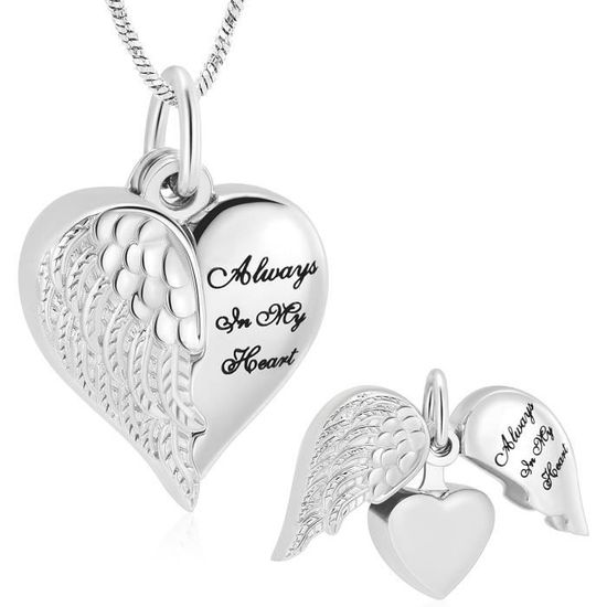 Minicremation Collier Urne Cœur – Bijou Funéraire En Acier Inoxydable Pour Cendres, Gravure Personnalisée, Souvenir Éternel 'Always In My Mind Forever In My Heart'