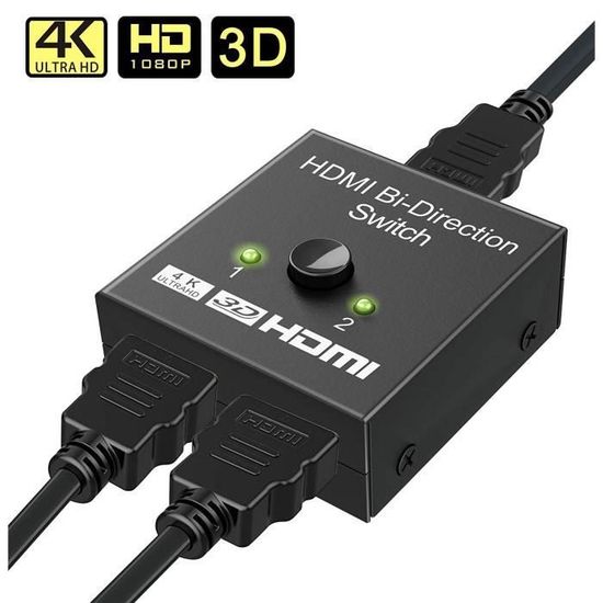 Commutateur / Répartiteur HDMI 2.0 4K 60Hz Bidirectionnel – 2 Entrées 1 Sortie Ou 1 Entrée 2 Sorties