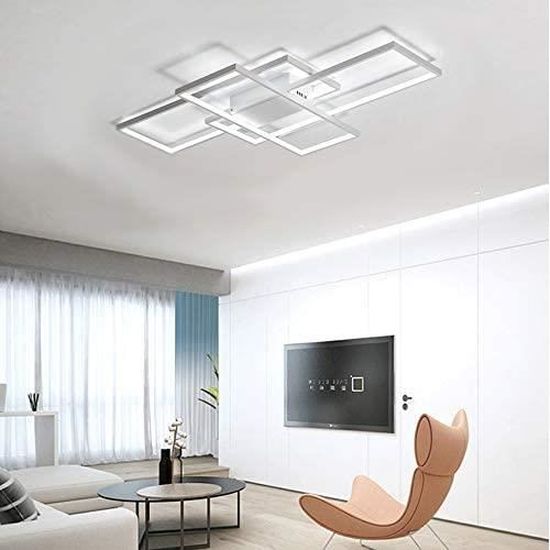 Plafonnier bureau plafonnier blanc lampe LED carrée, luminaire de salon  sans cadre moderne, 1x LED 15 W 1700 lm 3000K blanc chaud, LxlxH 20x20x4,75  cm