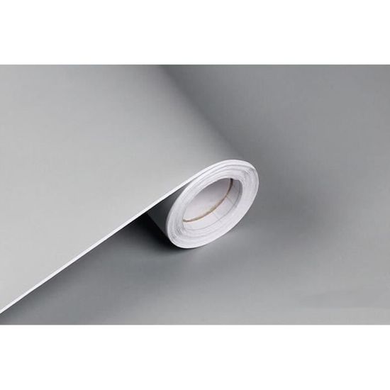 10*0.61M Papier Peint Auto-Adhesif pour Armoire de Cuisine Chambre Meuble en PVC Impermeable Stickers Autocollant Muraux Gris