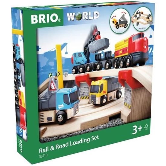 Circuit Rail Route Transport de Roches - BRIO - Coffret 33 pièces - Train en bois - Ravensburger - Dès 3 ans