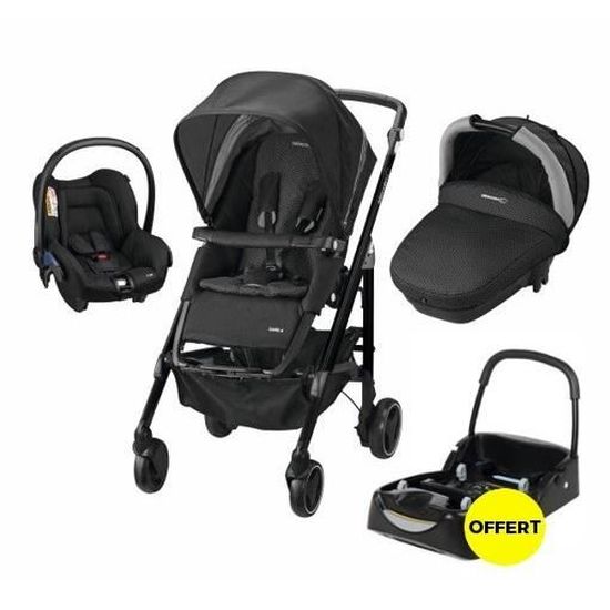 BEBE CONFORT Poussette Combinee Trio Loola embase offerte Black Crystal Cdiscount Puericulture Eveil bebe