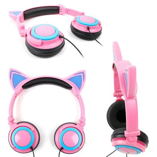 Casque Audio Chat Rose Pour Thomson Teo Ecole Primaire 7 Et College 10 Tablettes Educatives Avec Led Lumineux Duragadget Cdiscount Tv Son Photo