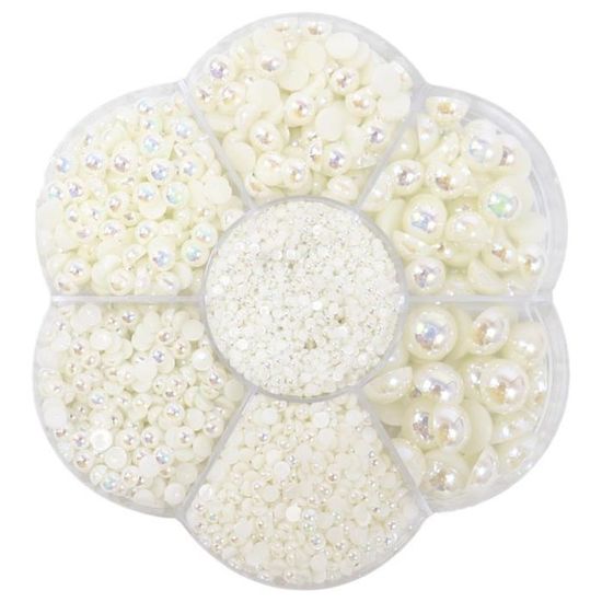 Chenkou Craft 1 Boîte De 3000 Demi-perles Rondes à Dos Plat Vert Fluo