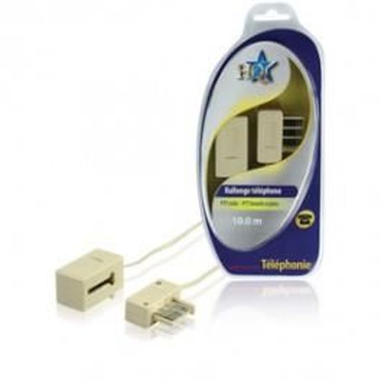Câble Téléphonique RJ11 Plat - Longueur 8 Mètres - Blanc - Pour Prise Téléphonique Standard - 5