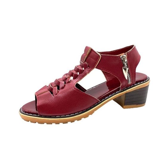 Bottes Vernies En Cuir Pour Femme - Talon Large Bas - Fermeture Éclair Latérale - Semelle Antidérapante - Style Élégant Et Confortable