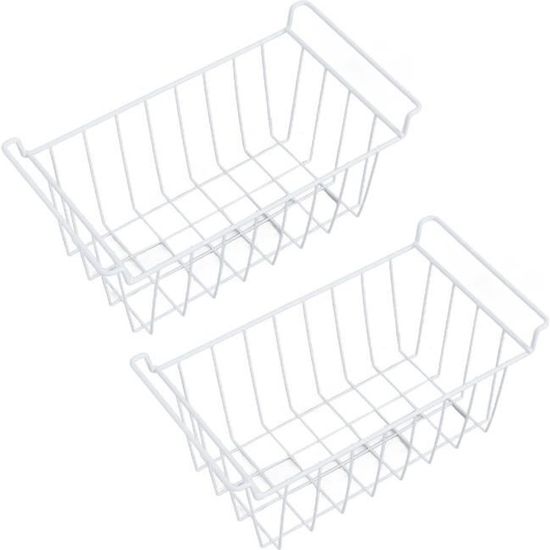 2 Pcs Panier Congélateur Coffre Empilable - Paniers Rangement Fil Métallique Largeur Réglable