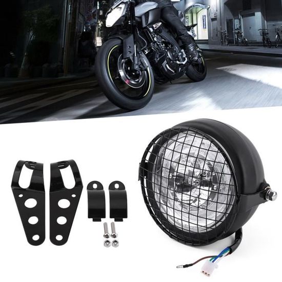 Phare moto,  LED moto phare, Projecteurs Phare de moto,  Phare LED de moto avec support pour Cafe Racer