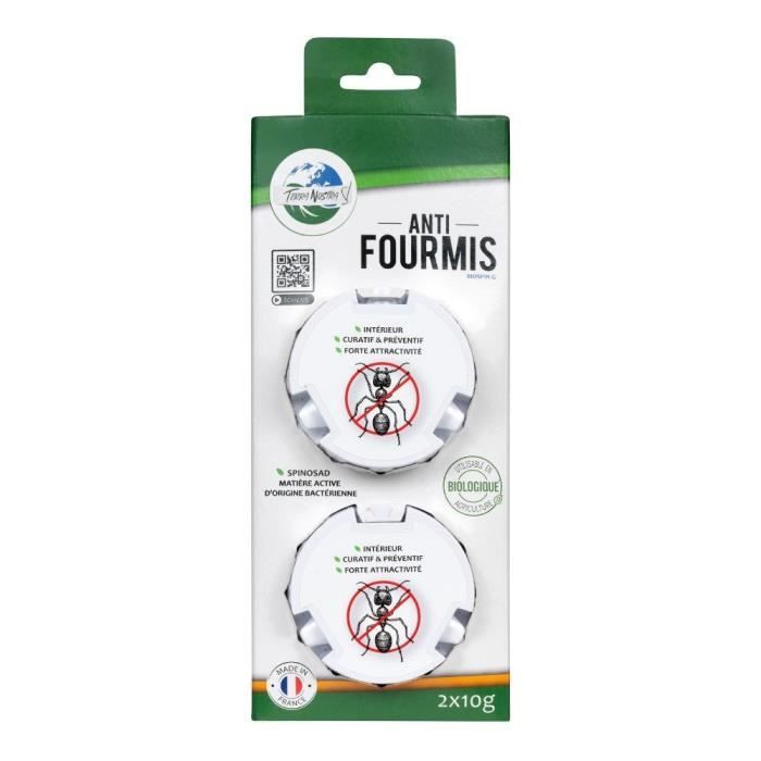 TERRA NOSTRA x2 Boites appât Anti Fourmis Spinosad 2x10g - Utilisable en agriculture biologique