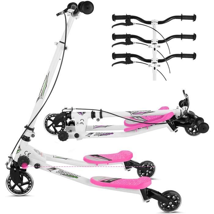 Trottinette enfant Swing trottinette Pliable 3 roues Pivotante en Y Hauteur réglable 63-80cm Enfant 5 ans et plus