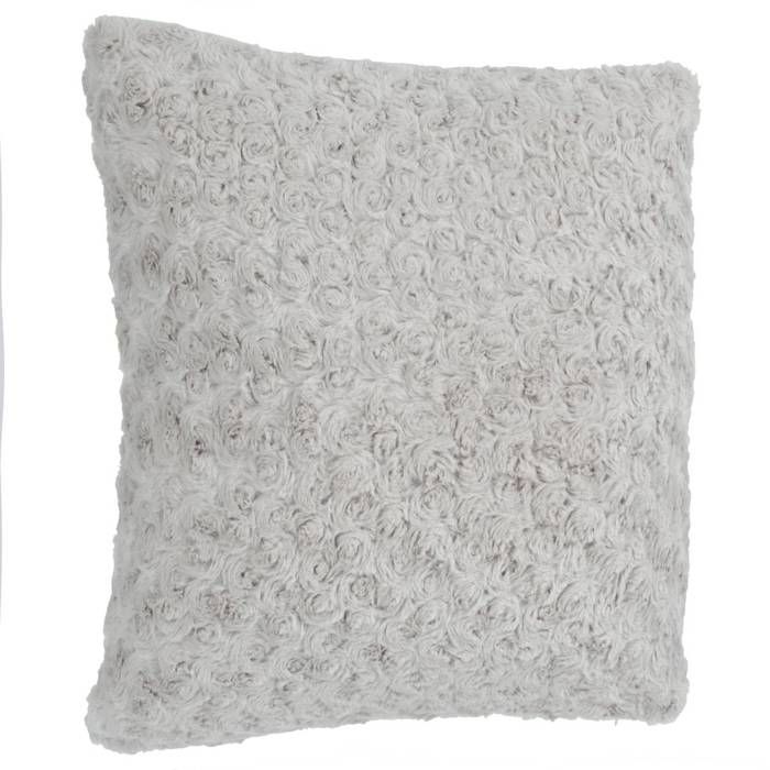 Coussin fourrure bouclé - 45 x 45 cm - Gris