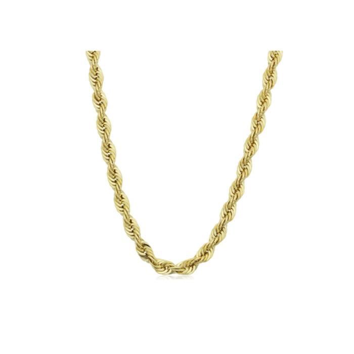 collier de chaîne de corde en argent sterling 3.2mm diamant coupé en plaqué or 18k en Italie? 1QIPB7