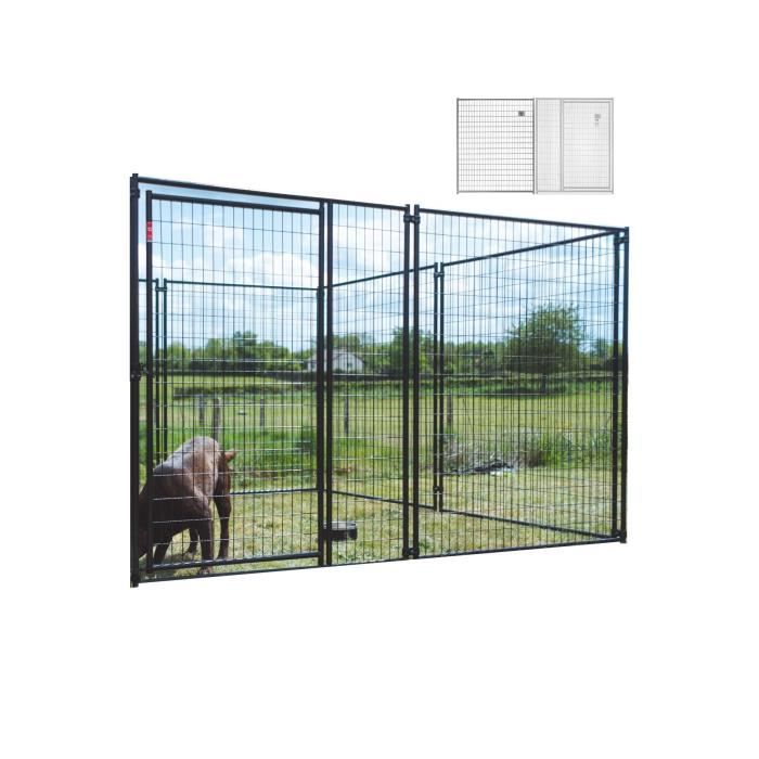 Panneaux de chenil en grillage soudé – Deux modules avec porte 150×183x22 Lucky Dog