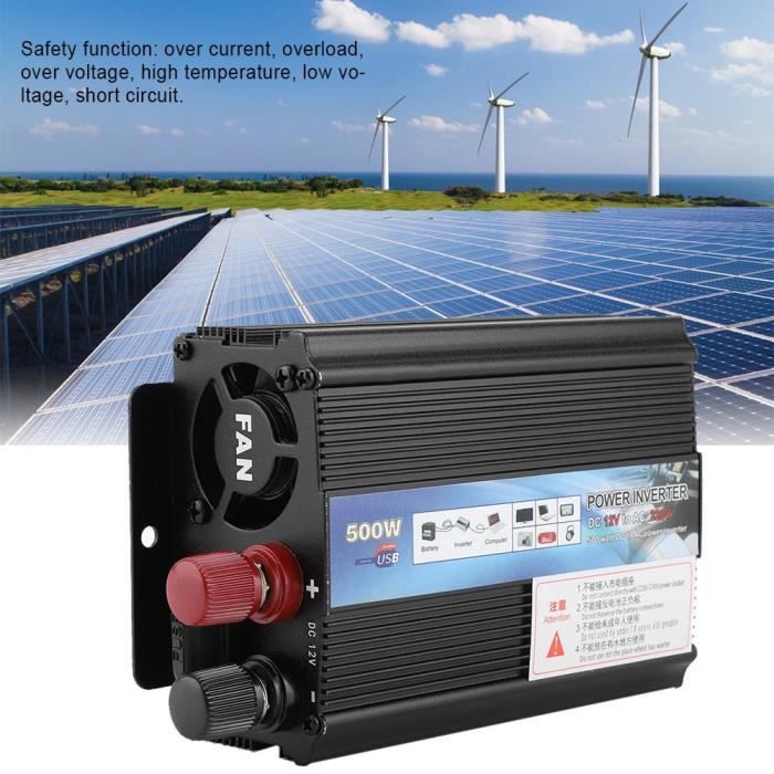Onduleur solaire de 12 V Convertisseur 110V 500W avec panneau solaire pour ménage