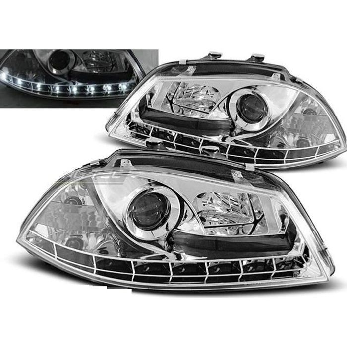 Paire de feux phares Seat Ibiza 6L 02-08 Daylight led chrome-27361786