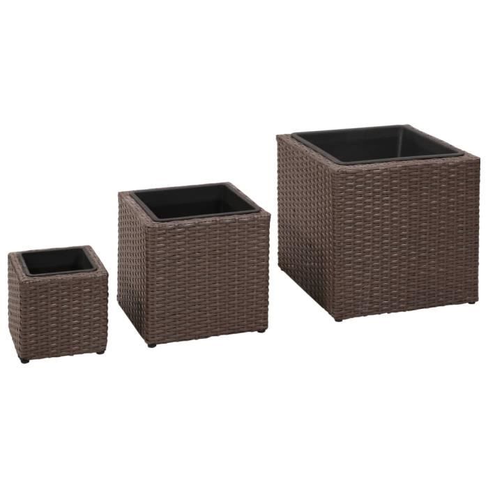 ZO8375Haute qualité- Lot de 3 Jardinières Extérieur Jardinières de balcon Pot de fleur - Balconnière Bac à fleurs Décor JardinRésine