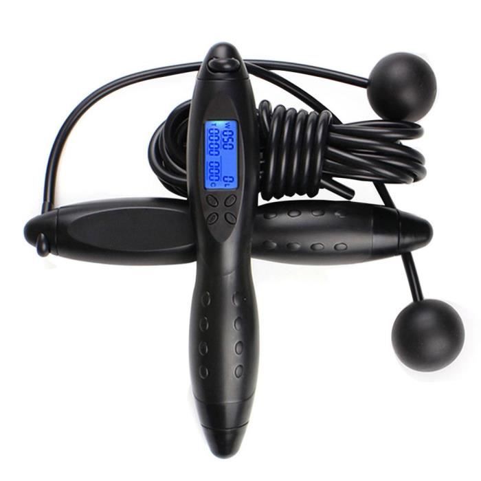 Corde à sauter électronique intelligente compteur numérique Fitness adulte corde à sauter intérieure - Modèle: Black - HSJSTSA01337