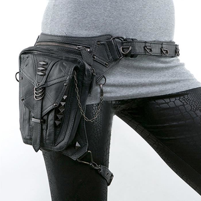 SAC A MAIN,Norbinus Steampunk taille jambe sacs femmes hommes Style victorien étui sac moto cuisse hanche ceinture - Type 64Black