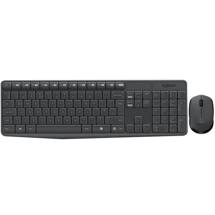 LOGITECH Ensemble Clavier Souris MK235 - Sans Fil - AZERTY - Récepteur USB