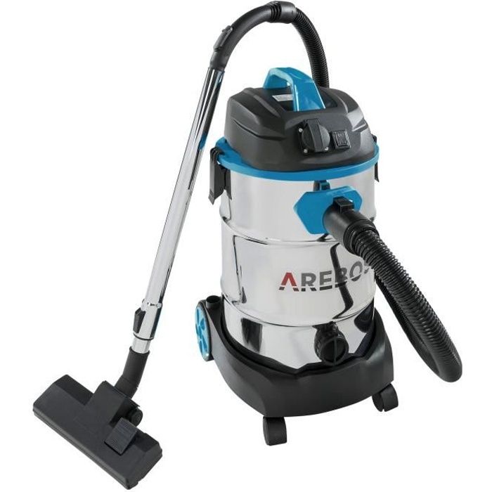 Arebos Aspirateur industriel 1600 W - Aspirateur à eau et à sec - Aspirateur industriel avec et sans sac - Réservoir de 30 l - Bleu