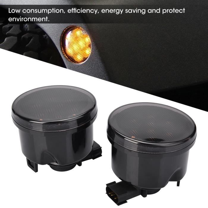 Dioche Clignotant d'aile Paire de feux de position latéraux de clignotant d'aile à LED pour Jeep Wrangler JK JKU 2007-2018