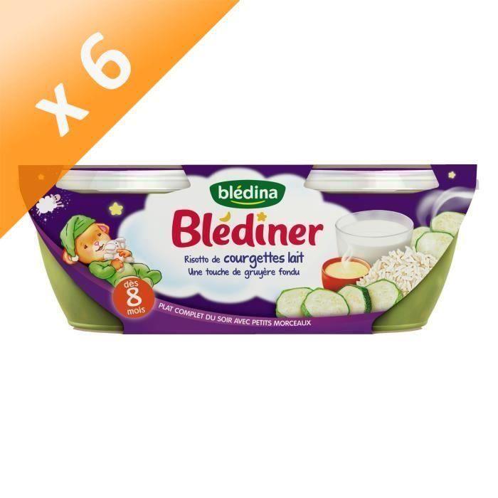 Lot de 6 - BLEDINA Blédîner Risotto de courgettes lait gruyère fondu 2x200 g - Dès 8 mois