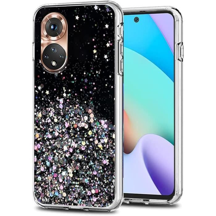 Coque Honor 50 Paillette Silicone Antichoc Protection Honor 50 Transparent Glitter AntiRayures UltraMince Honor 50 Noir U4
