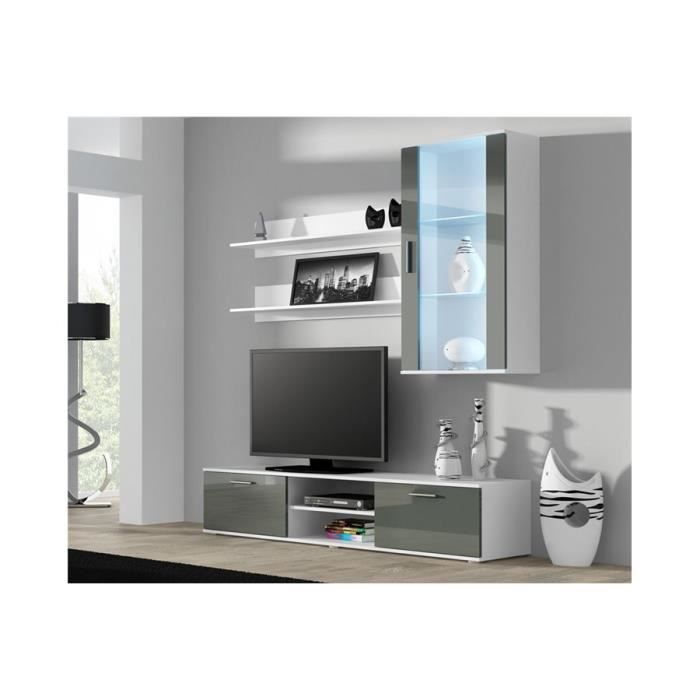 Ensemble meuble TV design SANO 5 - blanc et gris